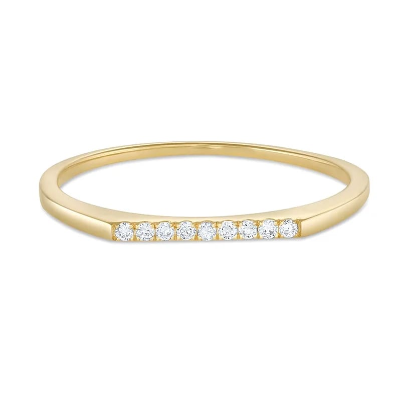 Minimalist Dainty 18k Gold Plated 925 Sterling Silver Diamond Cubic Zirconia Bar Ring Fashion Women Rings Ring