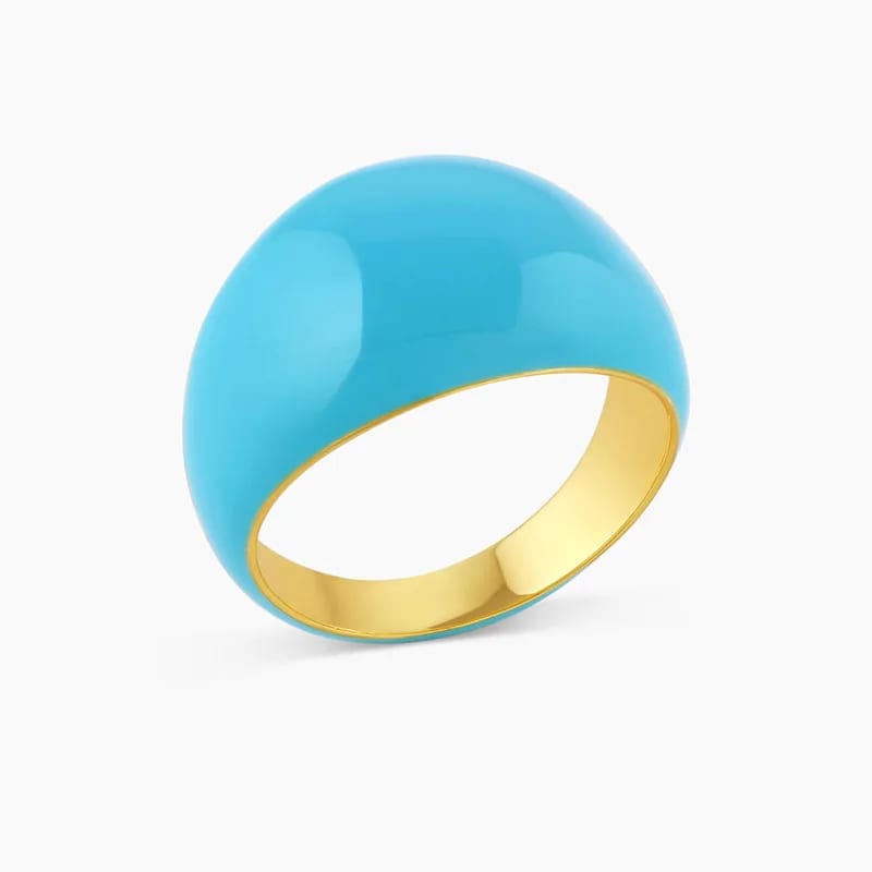 New Trendy Enamel Ring 925 Sterling Silver Finger Rings Custom Gold Plated Women’s Jewelry Chunky Enamel Dome Ring Ring