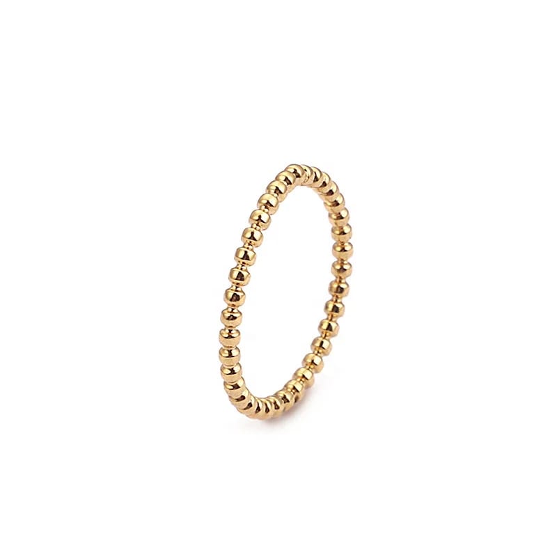 SXS JEWELRY Stainless Steel Stackable Bead Rings Stacking Beaded Gold Ball Ring For Ladies Girls Ring