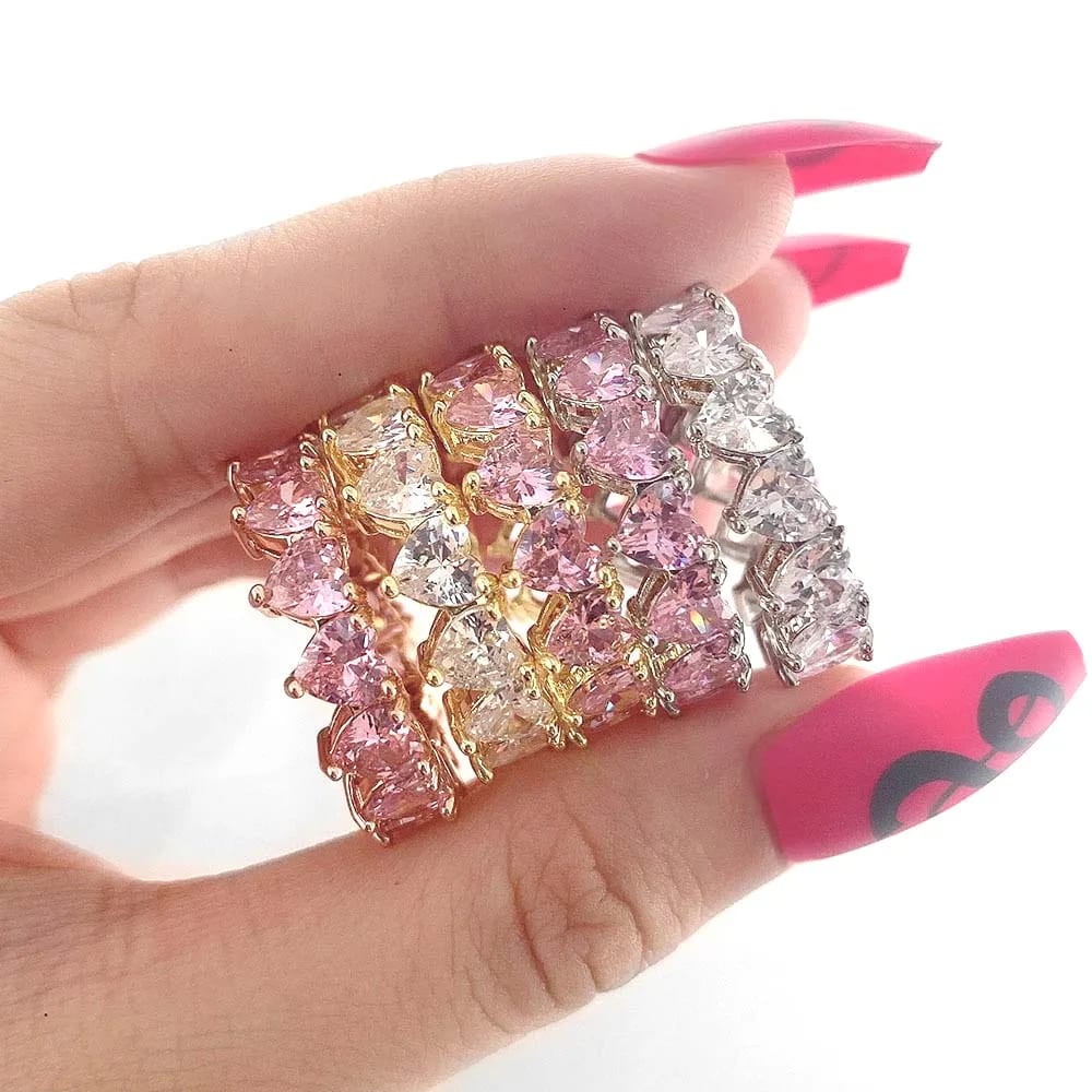 New Fashion 18k Gold Plated Colorful Crystal Cz Wedding Rings Stackable Baguette Cubic Zirconia Diamond Ring Ring