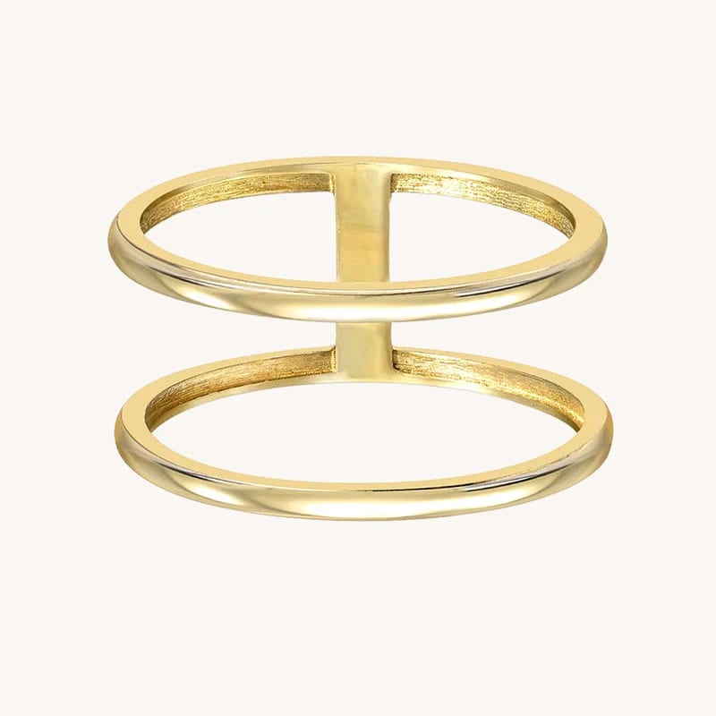 2023 Trendy Rings Jewelry Women 925 Sterling Silver 14k Gold Double Band Ring Ring