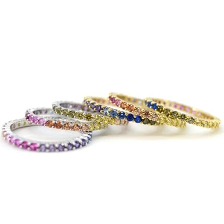Fashion Colorful Crystal Eternity Ring Rainbow Rings For Women Ring
