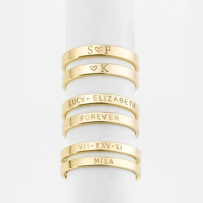 Personalized Custom Engraved Name Stainless Steel Stackable Blank Ring Ring