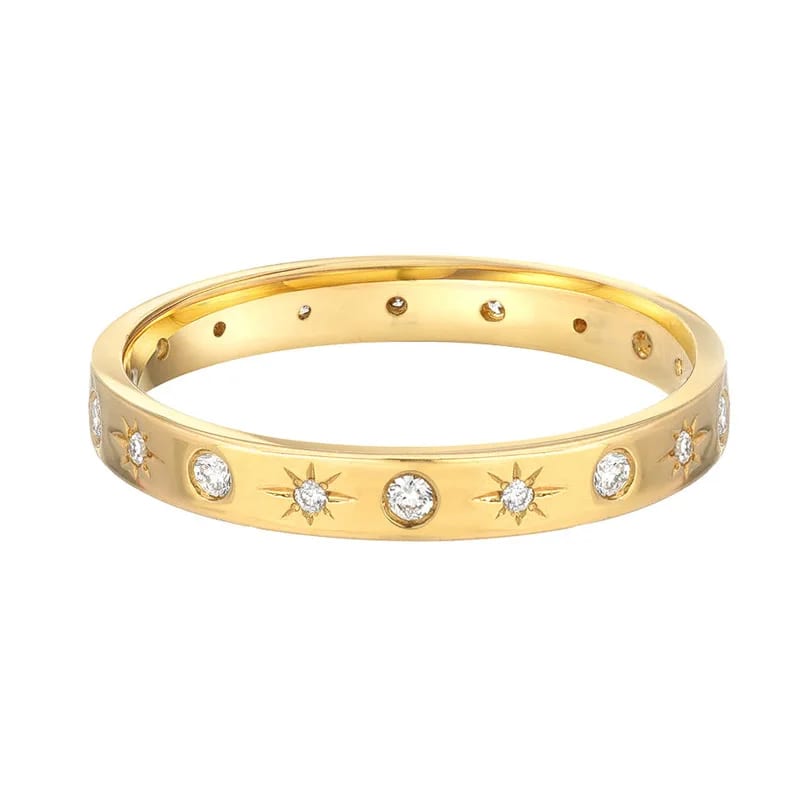 2022 Fashion Latest Design Diamond Starburst Ring Gold Band Classic Eternity Ring Ring