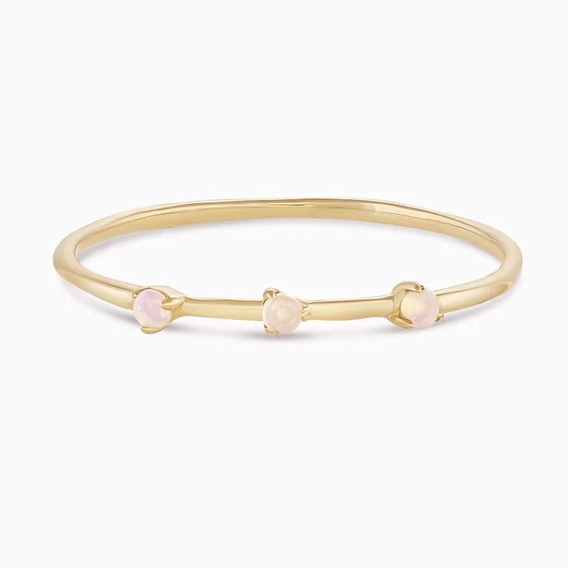 Fashion Women Gold Vermeil Thin Rings Jewellery Dainty 925 Sterling Silver Natrual Opal Stacking Ring Ring