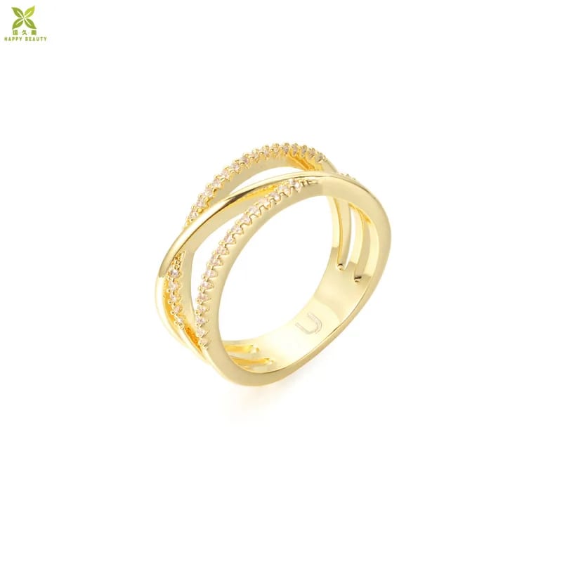 Fashionable Gold Color Cubic Zircon Stone Finger Ring Designs For Girls Ring
