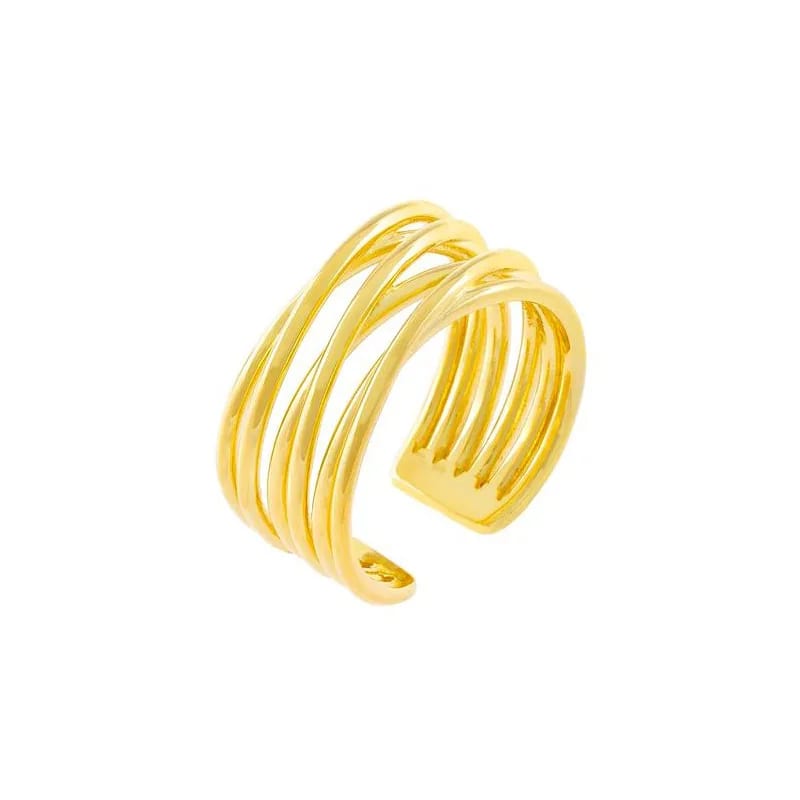 Simple Fashion Gold Plated Multi Row Adjustable Open Rings Women Jewelry Ring