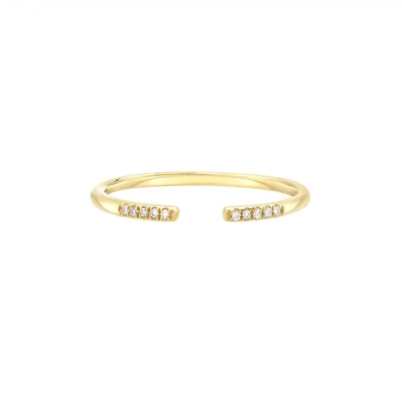 Latest Simple Gold Finger Designs Open Adjustable 14k Gold Diamond Ring Women Ring