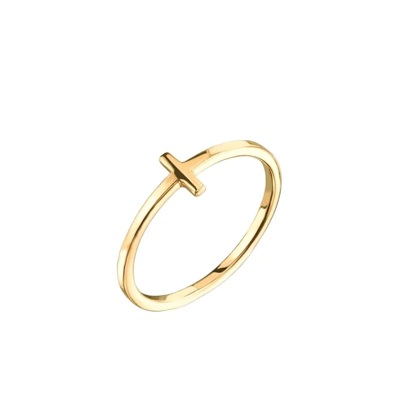 Simple Cross Finger Rings 14k Gold Plated Bent Cross Rings Ring