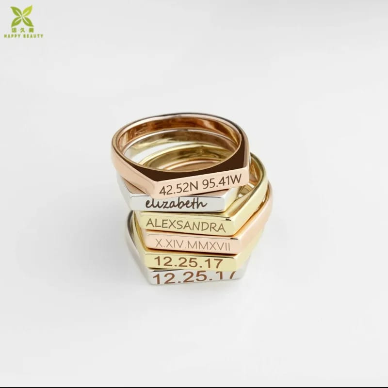 Family Member Personalized Custom Stacking Blank Name Rings Ring