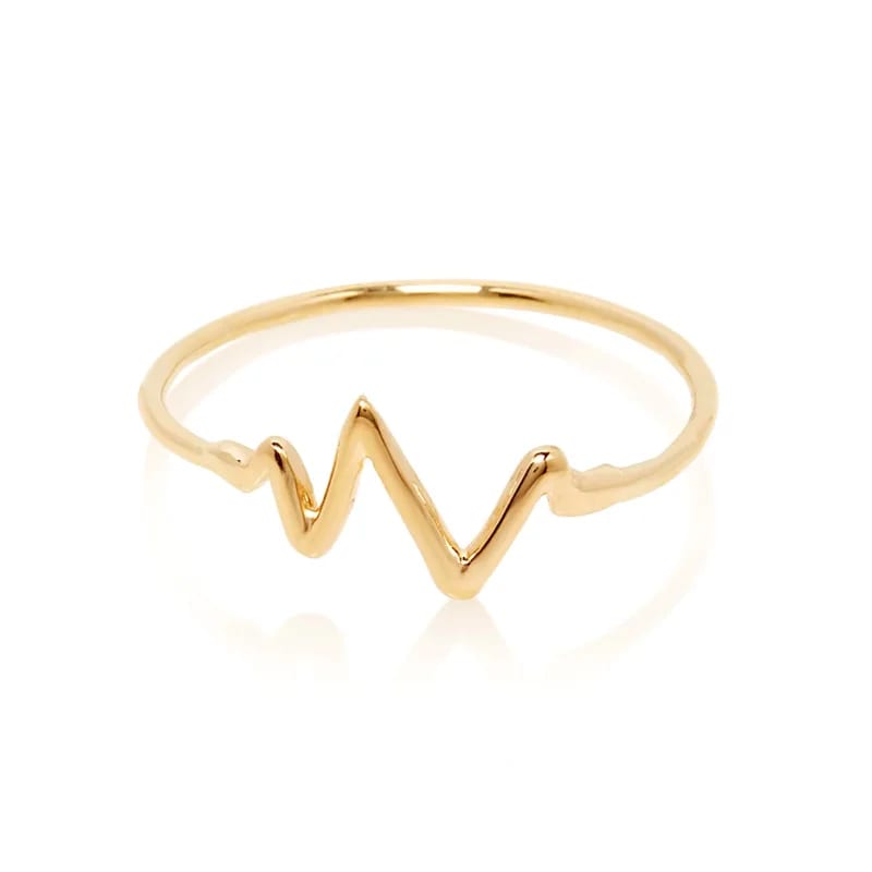 Simple Tiny Style 925 Silver Gold Plated Heartbeat Ring Designs For Ladies Ring