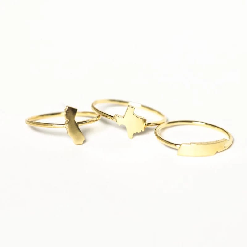 Wholesale Custom Any City States Rings Personalized 18k Gold Plated Stainless Steel World Map Ring Ring