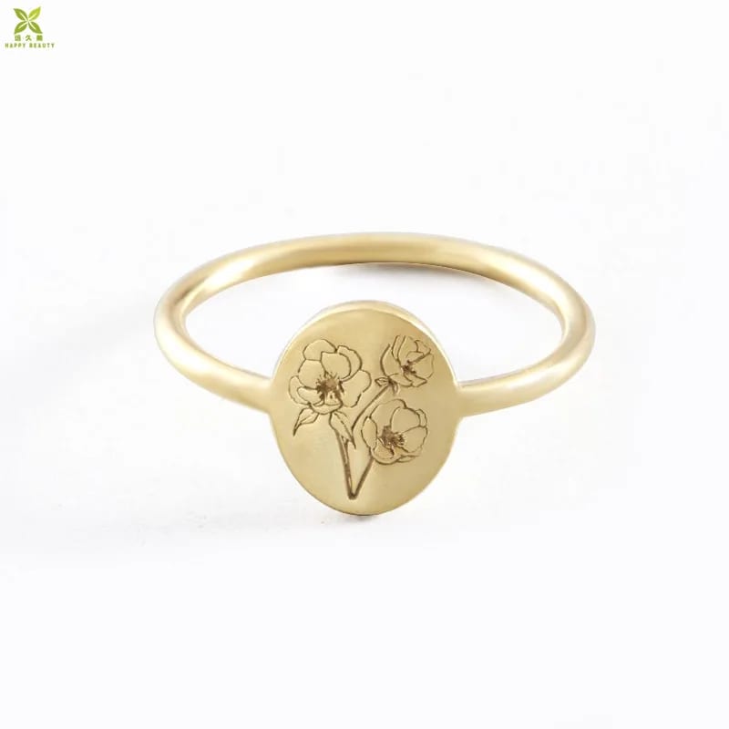 Personalized Birth Flower Ring Custom Dainty Stainless Steel Statement Rings For Women Ring