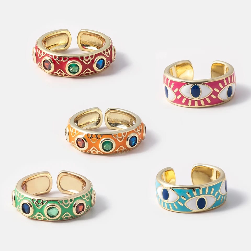 SXS JEWELRY Brass Gold Plated Daily Wear Enamel Rings Jewelry Women Ring