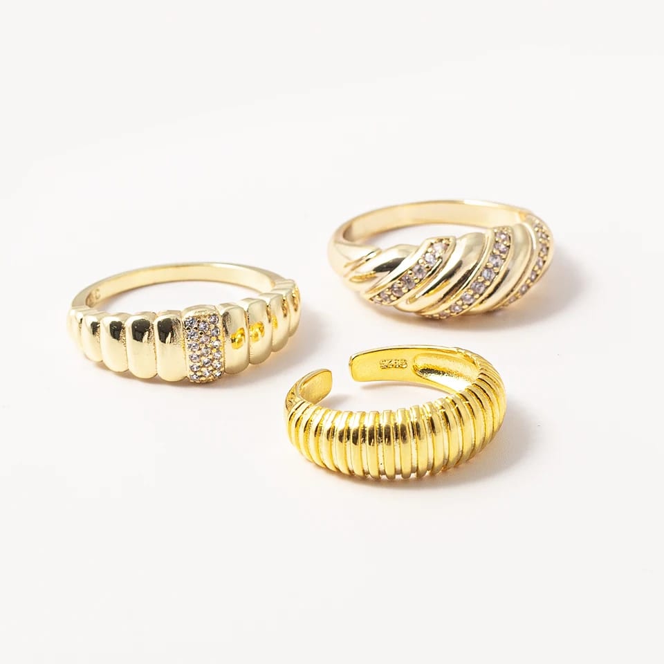 SXS JEWELRY Women’s Retro Simple Winding Spring Gold Plated Zircon 925 Sterling Silver Open Ring Ring