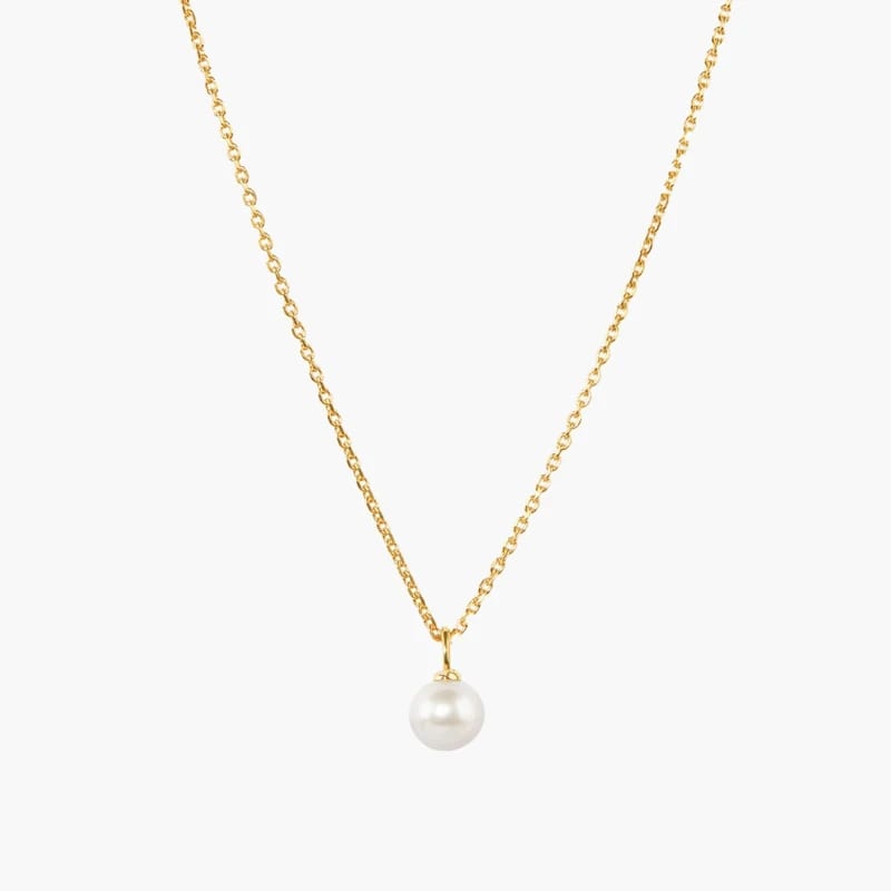 Dainty 18k Gold Plated Stainless Steel Fashion Jewelry Mini Freshwater Pearl Pendant Necklace For Women Pendant Necklaces