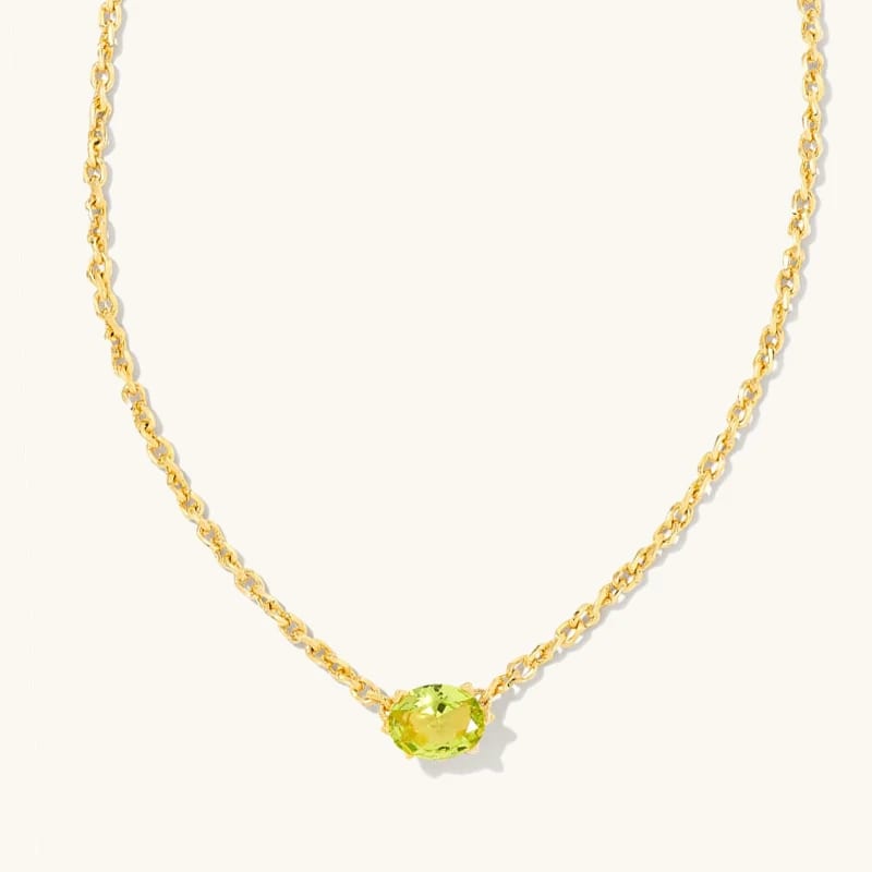 Fashion Dainty 18k Gold Plated Brass Green Peridot Crystal Necklace For Ladies Pendant Necklaces