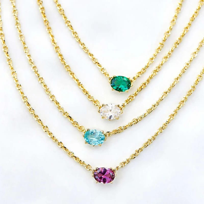Wholesale Custom Fine Fashion Jewelry 18k Gold Plated Stainless Steel Color Cubic Zircon Pendant Necklace For Women Pendant Necklaces
