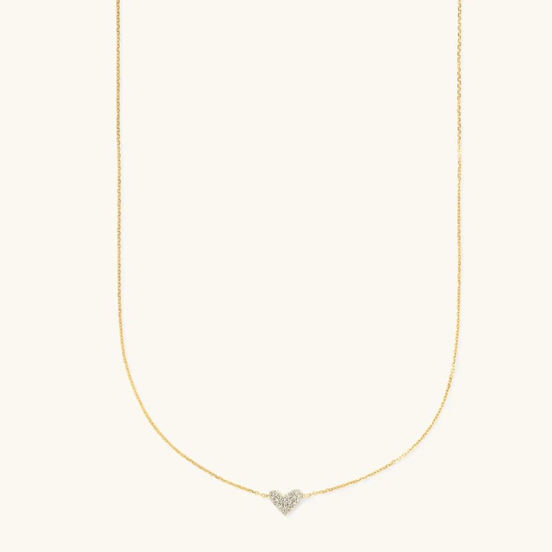 Wholesale 18k Gold Vermeil Mini Heart Pave Diamond Pendant Necklace For Women And Girl Pendant Necklaces