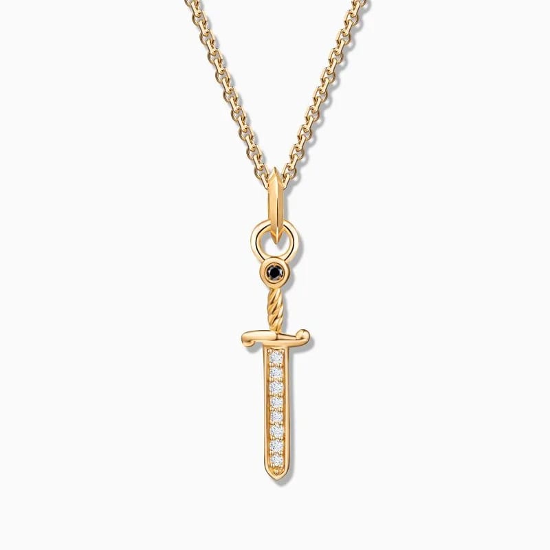 Fine Jewelry Manufacturer Custom 18k Gold Plated 925 Sterling Silver Diamond Dagger Charm Pendant Necklace For Women Pendant Necklaces
