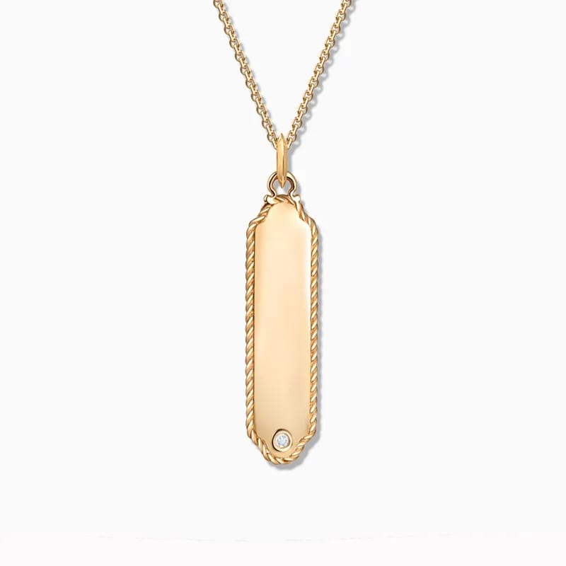 Factory Custom 18k Gold Plated 925 Silver Diamond Rectangle Tags Medal Pendant Necklace Pendant Necklaces