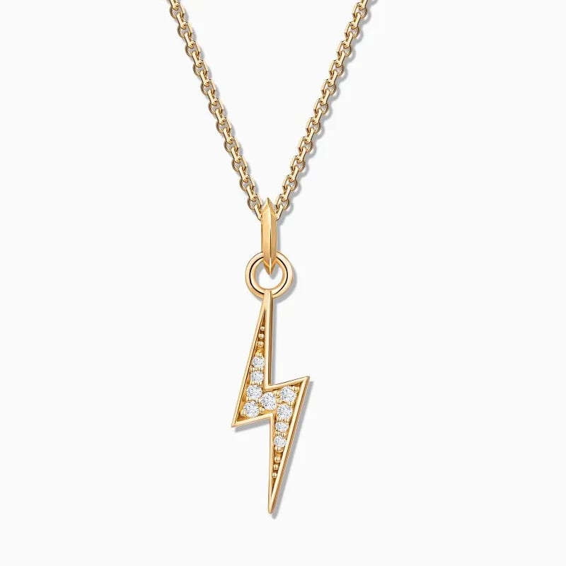 Latest Design 925 Silver Jewelry 18k Gold Pave Diamond Lightning Bolt Pendant Necklace Pendant Necklaces