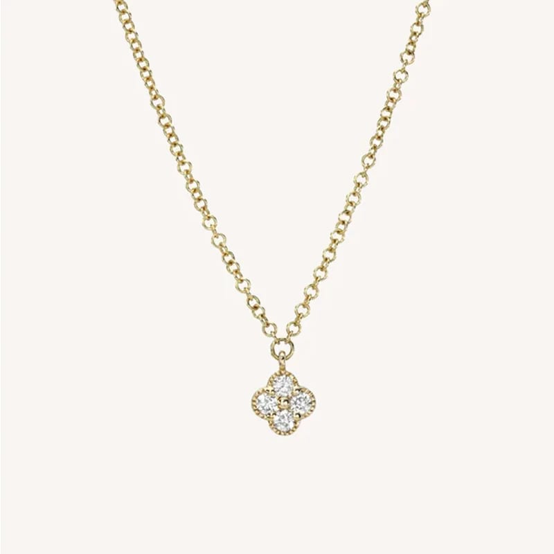 Newest Design 925 Sterling Silver 18k Gold Plated Diamond Four Leaf Clover Pendant Necklace For Women Pendant Necklaces