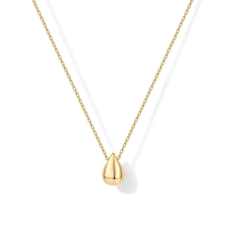 Waterproof Fashion Jewelry Minimalist 18k Gold Plated Stainless Steel Tear Water Drop Pendant Necklaces Women Pendant Necklaces
