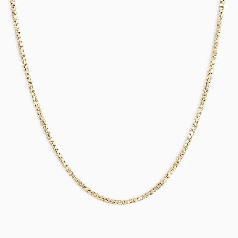 Factory Custom Classic 14k Gold Plated Box Link Chain Necklace For Jewelry Making Chain Necklace