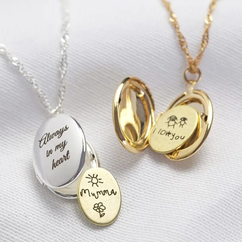 Personalized Oval Locket Necklace Jewellery Collection Round Pendant Engraved Logo Letter Name Locket Necklace Locket Necklace