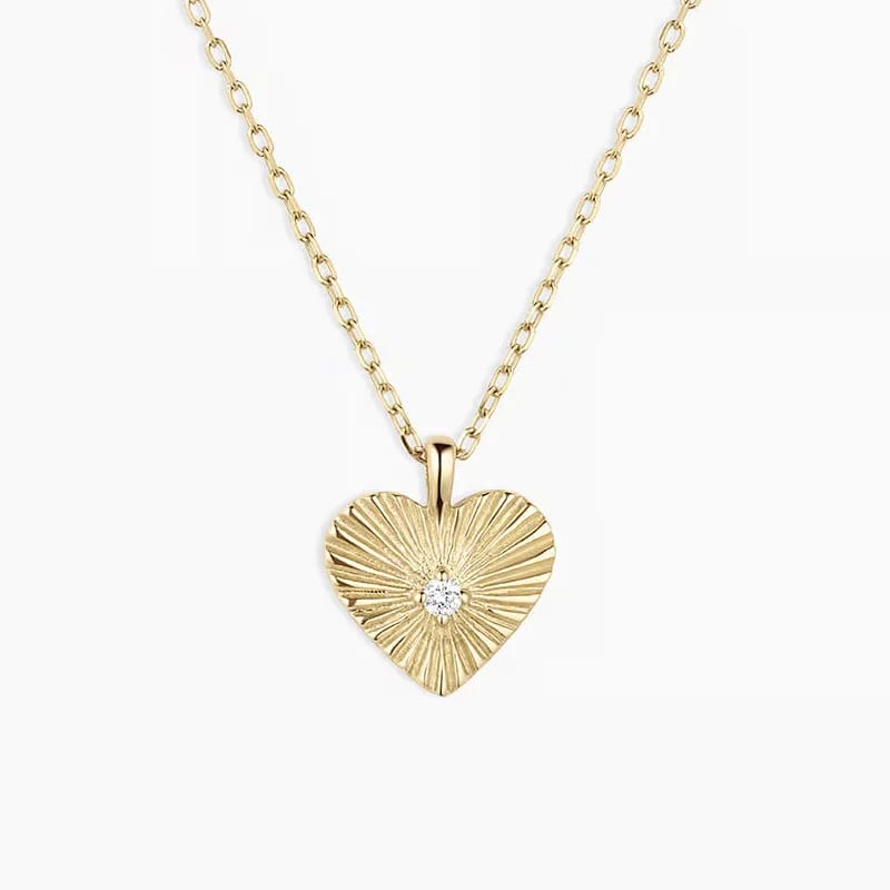 New Dainty 925 Sterling Silver 14k Gold Plated Diamond Vintage Heart Necklace For Women Pendant Necklaces