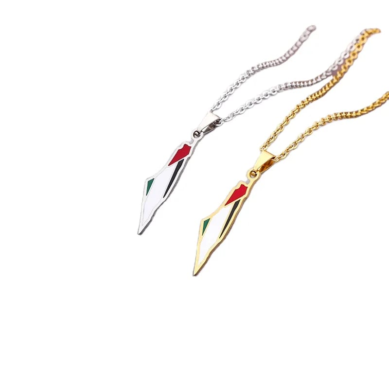 Wholesaler Palestine Map Flag Pendant Chain Necklaces Mens Palestine Necklace Map Necklace