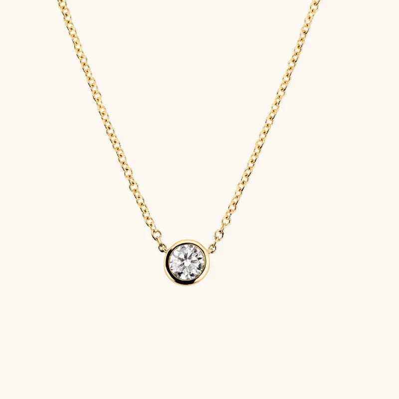 Hot Selling 18k Gold Plated 925 Sterling Silver Fashion Jewelry Bezel Diamond Solitaire Moissanite Necklace Pendant Necklaces