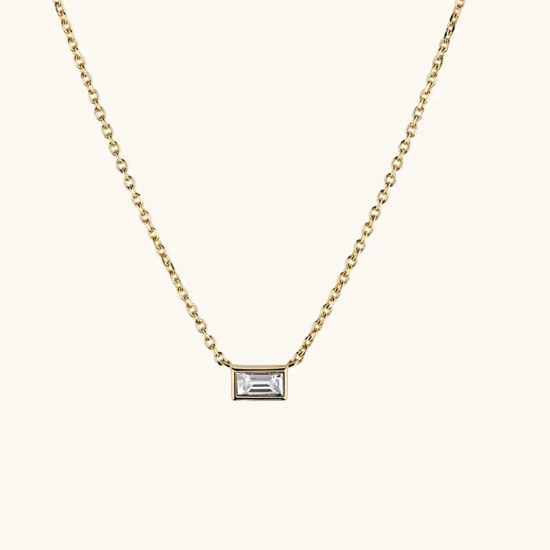 Women Fine Jewelry 925 Sterling Silver Jewelry 18k Gold Plated Mini Zircon Baguette Diamond Necklace Pendant Necklaces