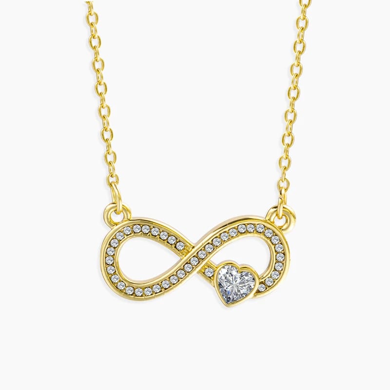 Customized Stainless Steel Casting Process 18k Gold Plated Crystal Love Heart Infinity Symbol Pendant Fashion Necklace Women Pendant Necklaces