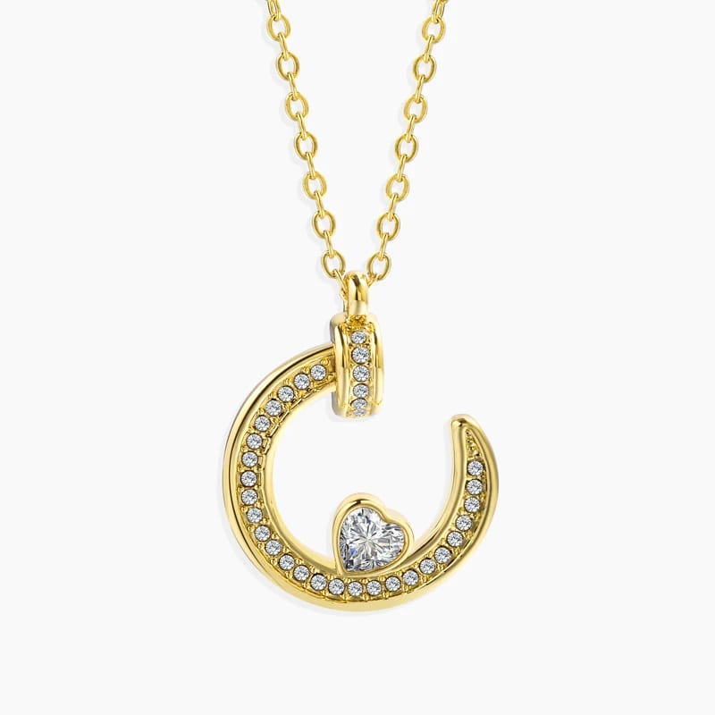New Arrivals Fashion Women Jewelry Necklace Custom 18k Gold Plated Crystal Heart Nail Design Stainless Steel Casting Process Pendant Necklaces