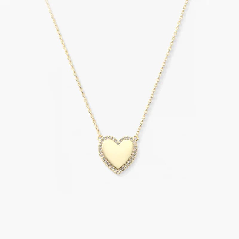 Custom Jewelry Manufacturer 18k Gold Plated 925 Sterling Silver Pave Cz Diamond Heart Shaped Pendant Necklace For Women Pendant Necklaces