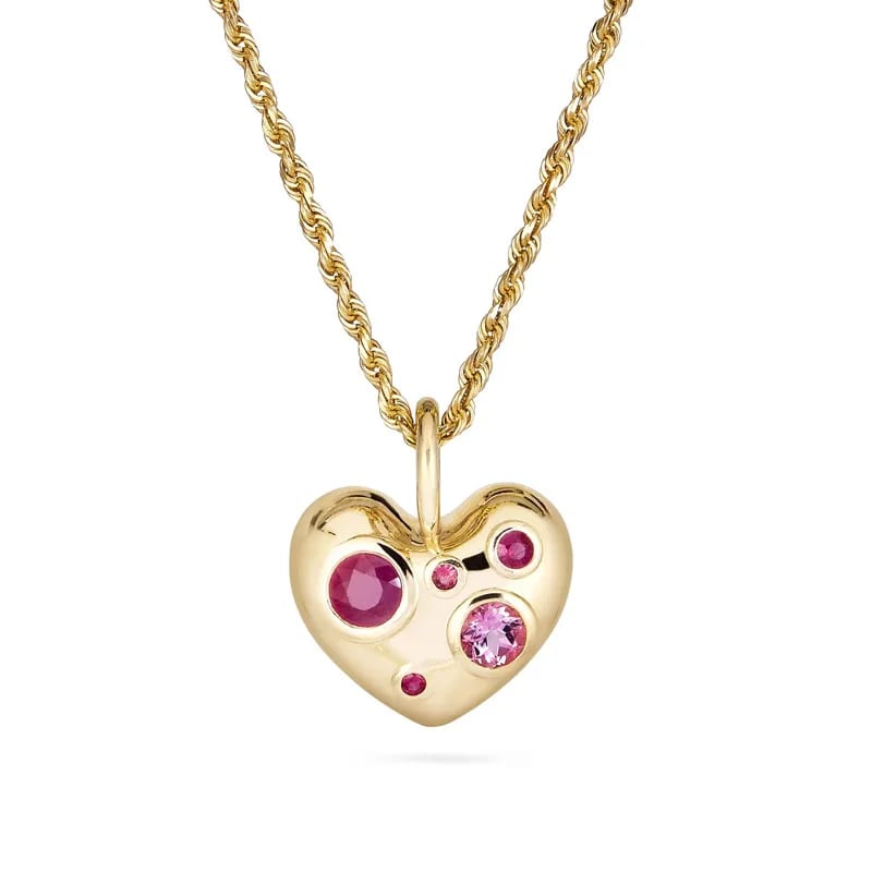 Custom Design Jewelry 18k Gold Plated Pink Zircon Love Heart Pendant Necklace Valentine’s Day Women Necklace Jewelry Pendant Necklaces