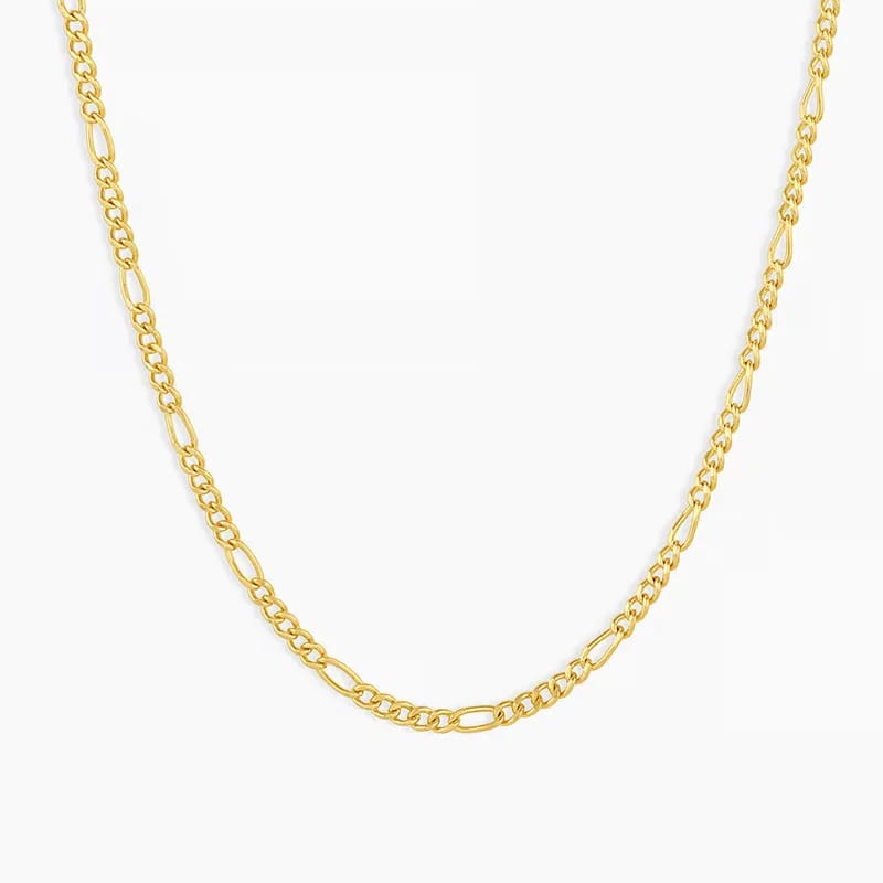 Wholesale Custom High Quality 925 Sterling Silver 14k Gold Plated Figaro Link Chain Necklace For Man Women Chain Necklace