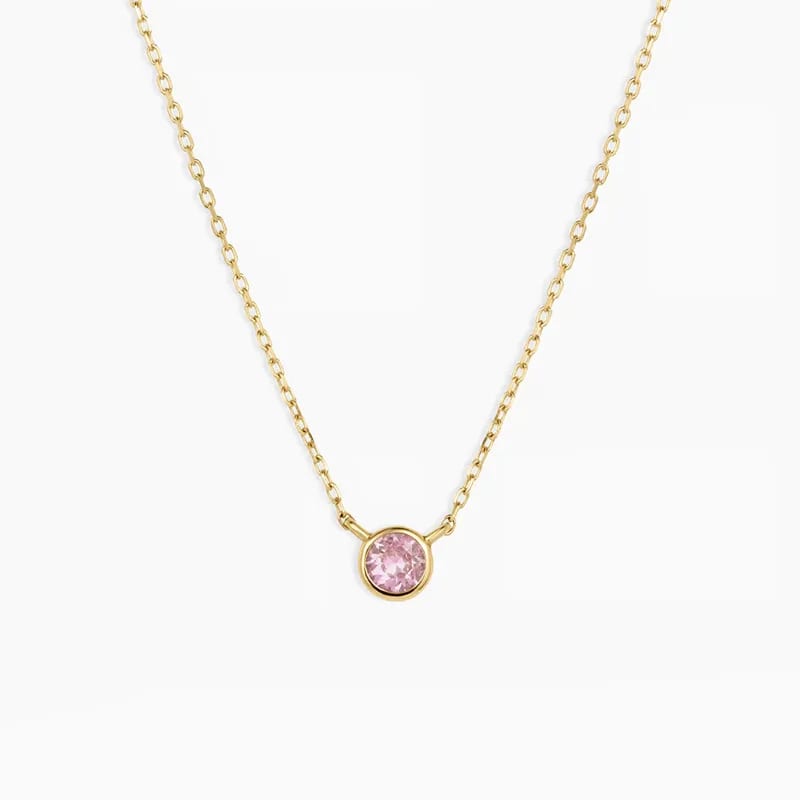 Custom Designed Jewelry 925 Sterling Silver Fashion Classic Dainty 18k Gold Plated Bezel Set Cubic Zirconia Necklace For Girls Pendant Necklaces