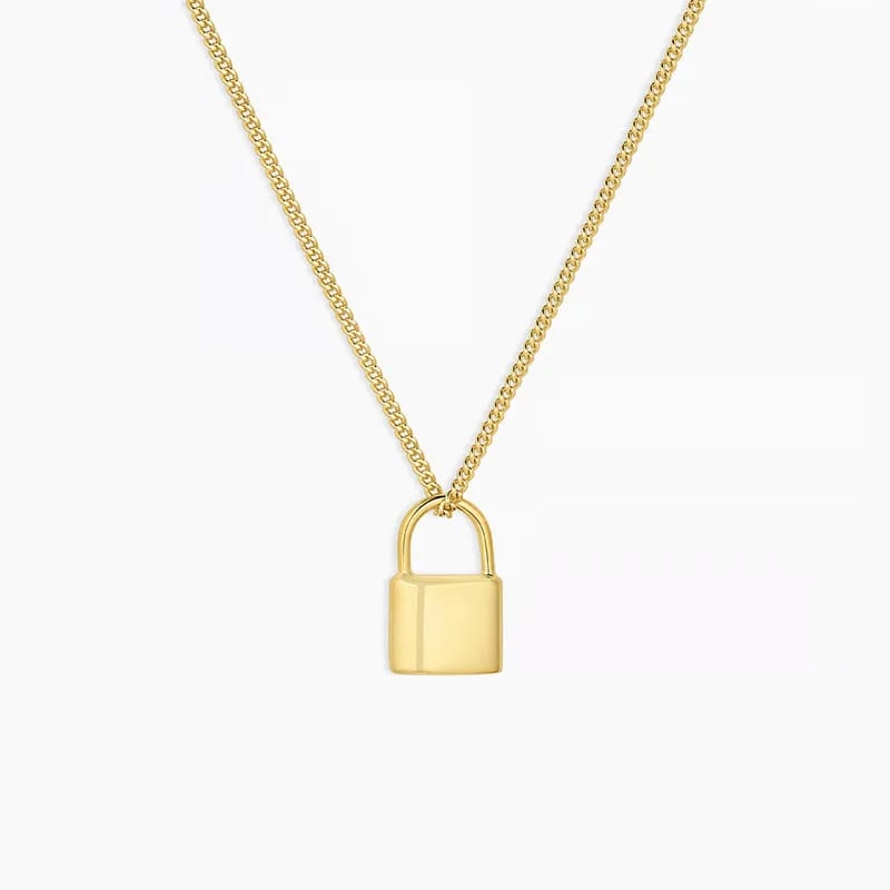 Wholesale Custom Minimalist 18k Gold Plated Padlock Lock Pendant Necklace For Women Fashion Jewelry Necklaces Pendant Necklaces