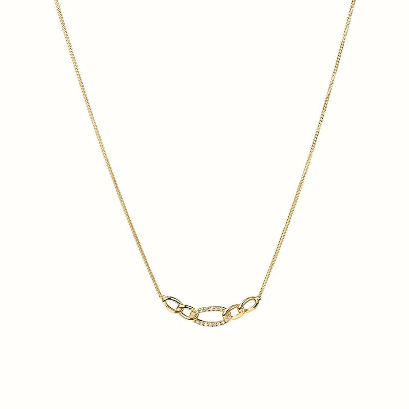 High Quality 925 Silver 18k Gold Plated Pave Cubic Zirconia Oversized Curb Chain Necklace Jewellery For Women Pendant Necklaces