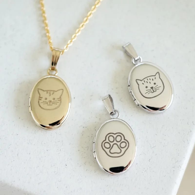 Wholesale Custom Memory Locket Picture Pendant Jewelry Cat Oval Locket Necklace Locket Necklace