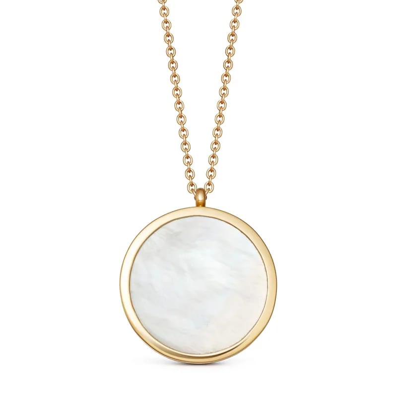 New Arrival 18k Gold Plated Large Mother Of Pearl Slice Stilla Locket Necklace Locket Necklace