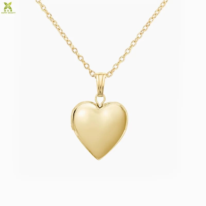 14k Gold Plated Engraved Heart Shape Photo Locket Necklace Locket Necklace