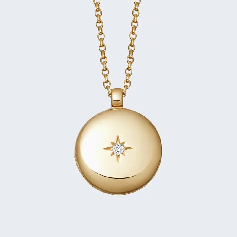 Custom Jewelry Brass 18k Gold Plated Diamond Openable Picture Frame Photo Locket Pendant Necklace Locket Necklace