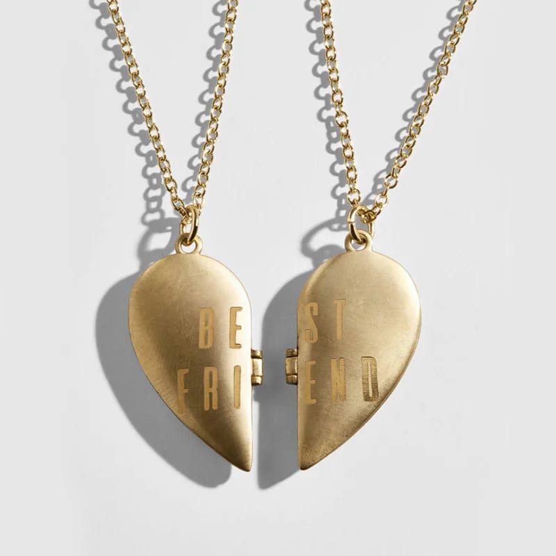 Wholesale Custom Heart Locket Necklace Half Heart Necklace Couple Locket,Best Friend Locket,Relationship Lockets Necklace Locket Necklace