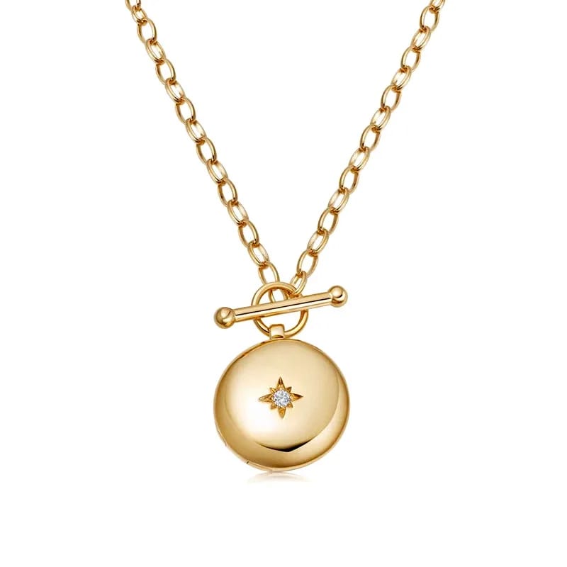 Custom Engravable 925 Sterling Silver 18k Gold T-bar Picture Photo Frame Locket Necklace For Women Locket Necklace