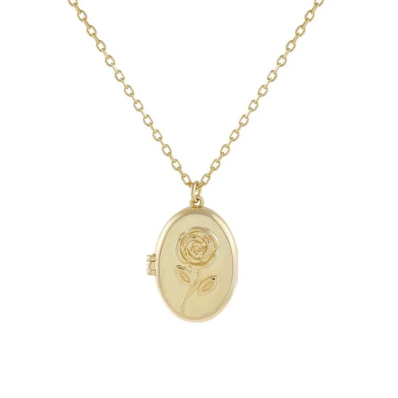 Custom Memorial Jewelry Rose Oval Picture Frame Locket Pendant Photo Necklace For Girls Locket Necklace