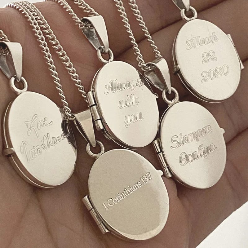 Wholesale Custom Men’s Lockets Necklaces Jewelry Stainless Steel Oval Picture Frame Photo Locket Pendant Necklace Locket Necklace